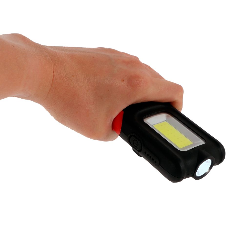 Berg Dual Power LED-arbetslampa uppladdningsbar/3 x AAA 10 W COB + 5 W LED 500 lm röd