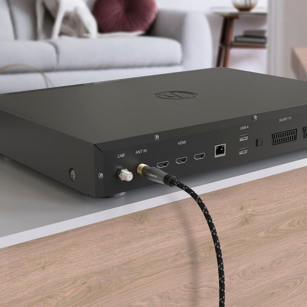 Hama Antennikaapeli, Coax uros - Coax naaras, 5,0 m, 120 dB, musta