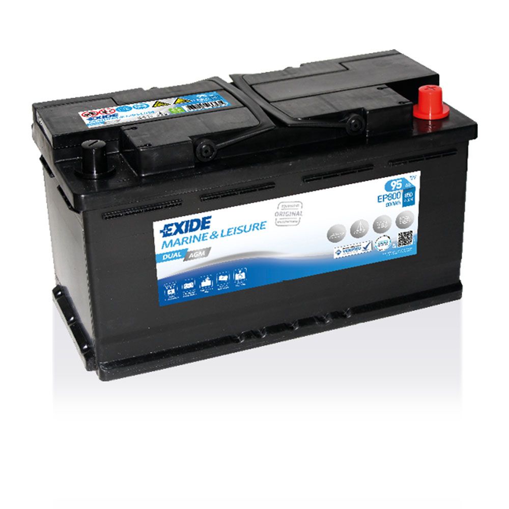 Exide Dual AGM EP800 95 Ah / 850 A aku, P 353 x L 175 x K 190, -+