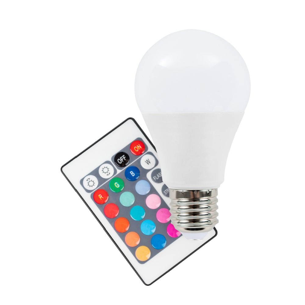 Led Energie RGB+W pallolamppu kaukosäätimellä E27 9 W 2700 K 800 lm