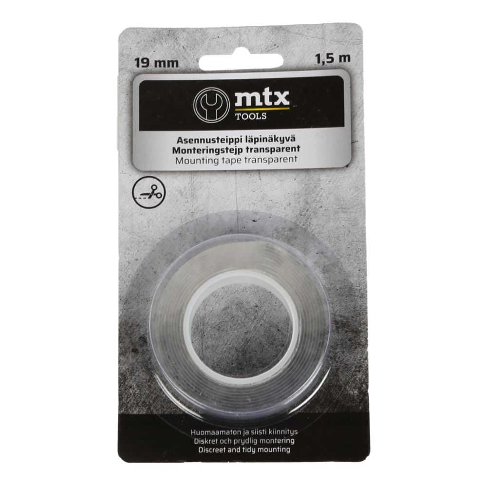 MTX asennusteippi läpinäkyvä 19 mm x 1,5 m
