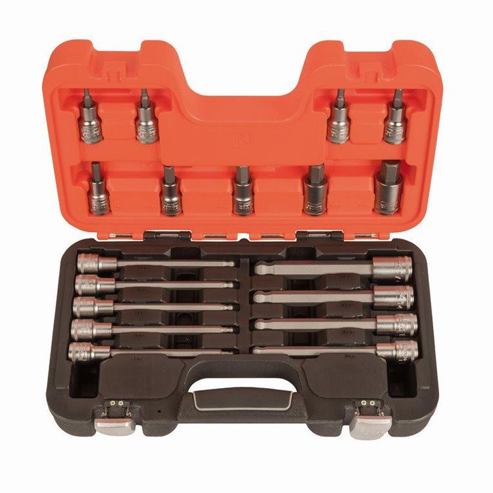 Bahco S18HEX kuuskantkruviotsikukomplekt lühikesed ja pikad 1/2" 4-17 mm