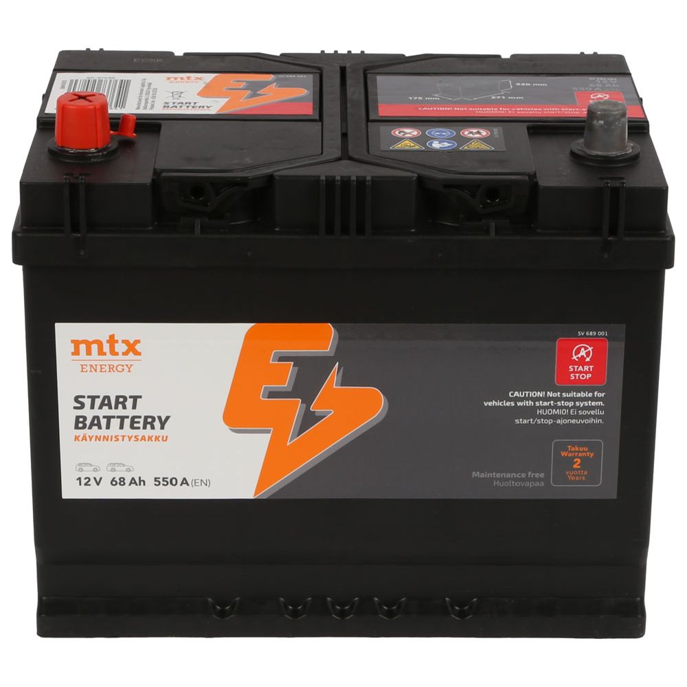 MTX Energy käivitusaku, 68 Ah / 550 A, P 261 x L 175 x K 220, +-