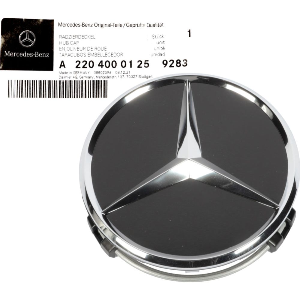 Veljekapsel Mercedes kroom/mattmust Ø 75 mm originaal