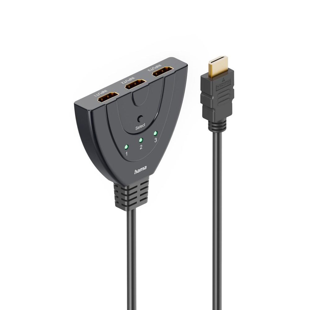 Hama HDMI-switch, HDMI hane (utgång) - 3 x HDMI hona (ingång), 4K