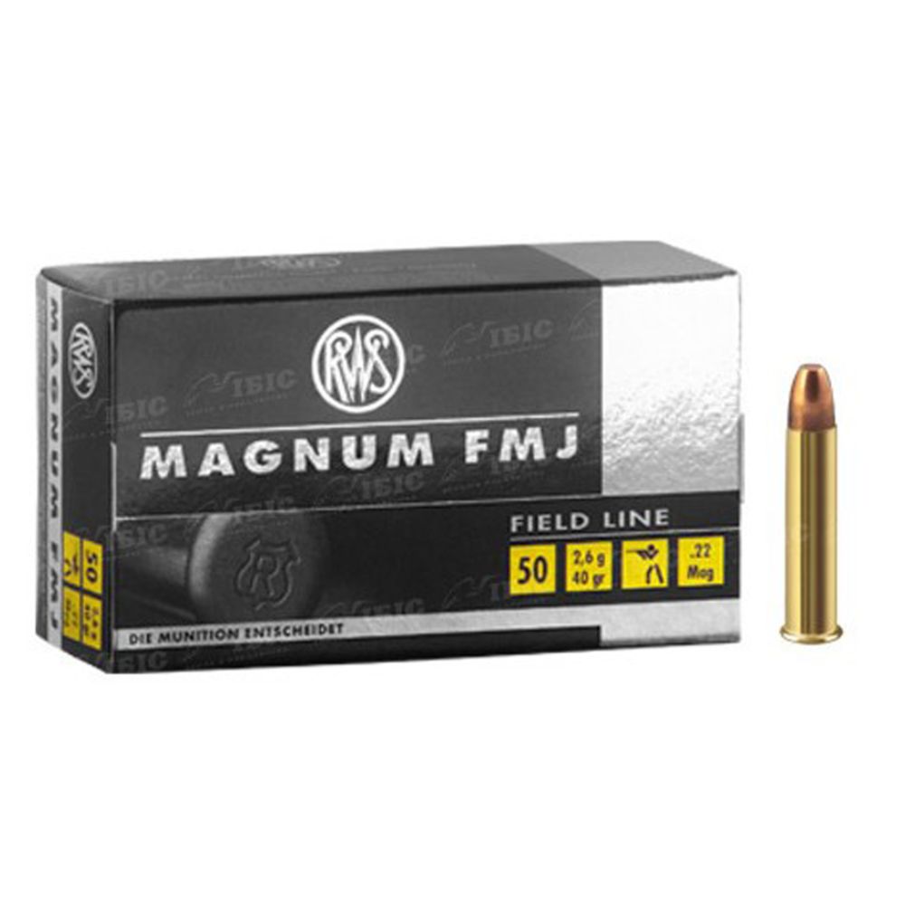 RWS .22 Mag FMJ 2.6 g/40 gr 595 m/s 50 kpl