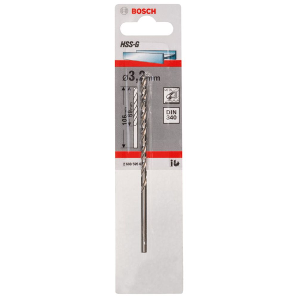Bosch HSS G DIN 340 metalliporanterä 3,2 mm
