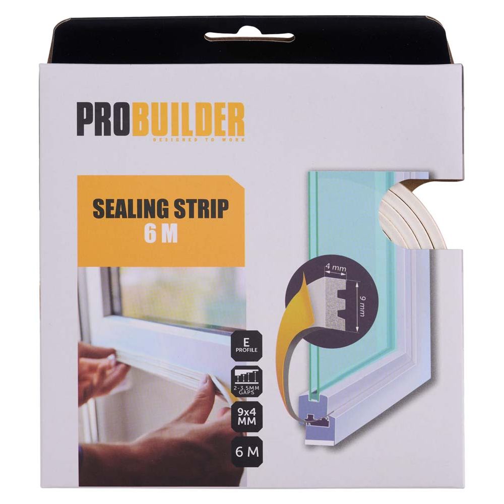 Probuilder ikkuna- ja ovitiiviste E-profiili 9 x 4 mm valkoinen 6 m