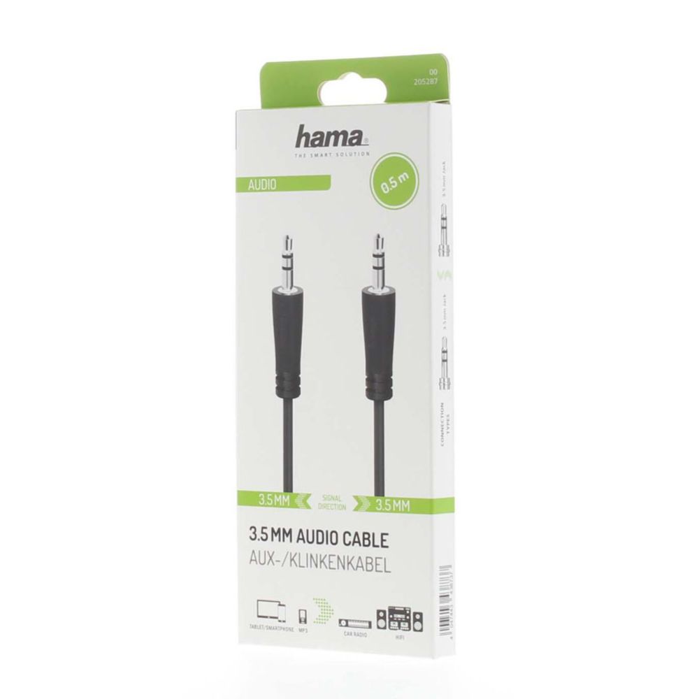 Hama Audiokaapeli, 3,5 mm uros - 3,5 mm uros, 0,5 m