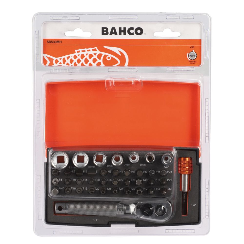 Bahco padrunikomplekt 1/4", Bi-hex profiil ja kruvikeeraja