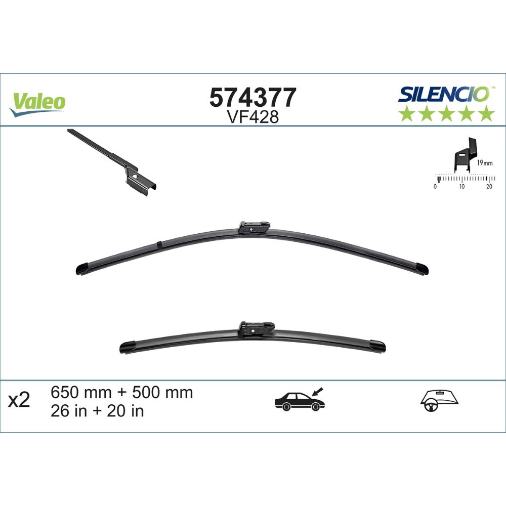 Valeo X-trm VM428/VF428 torkarblad 2 st. 65 + 50 cm
