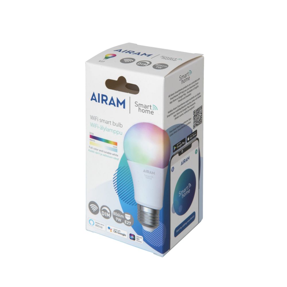 Airam SmartHome älylamppu RGB/valkoinen 9 W E27 806 lm 2700-6500 K