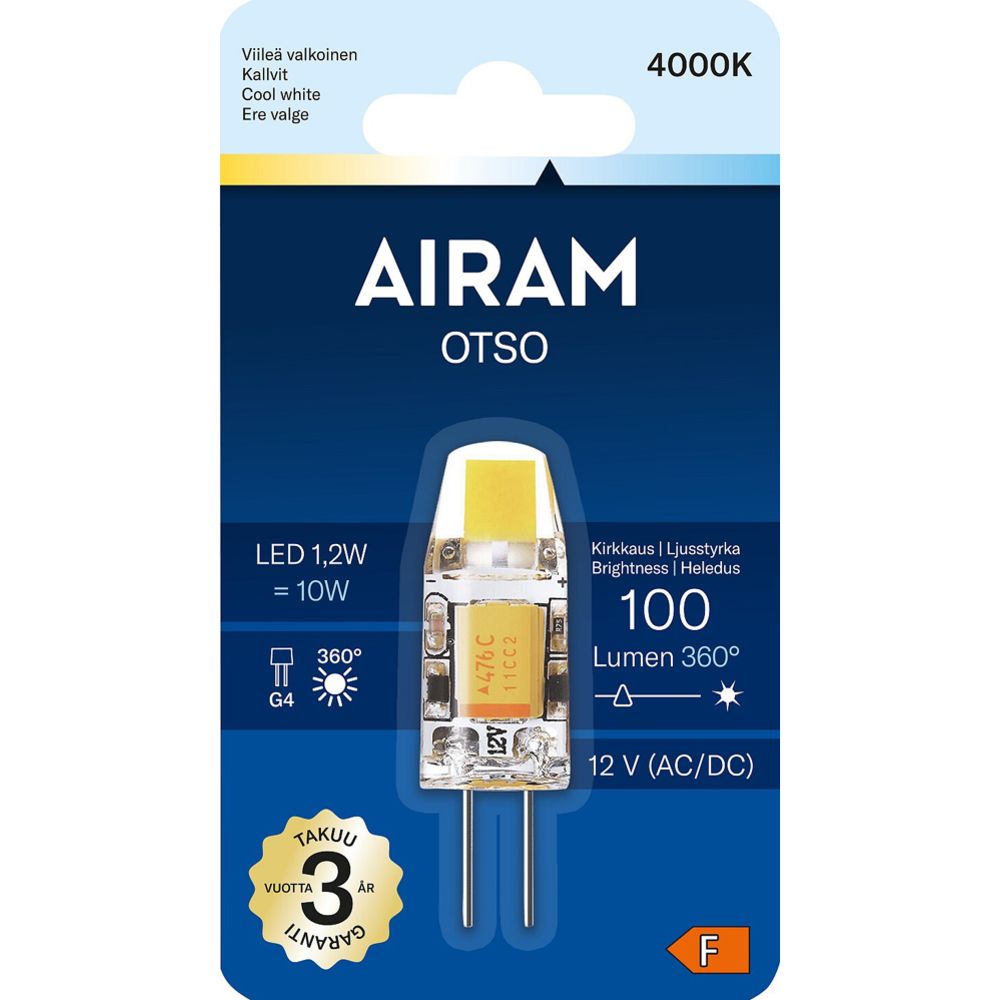 Airam LED-lamppu PO G4 12V 1,2W 100lm 4000K