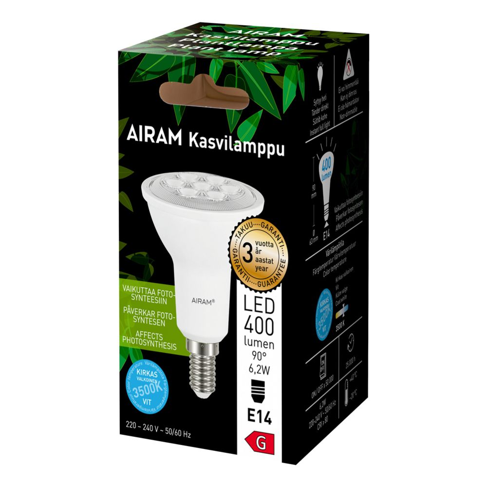 Airam LED kasvilamppu E14 6,2W 3500K 400 lm