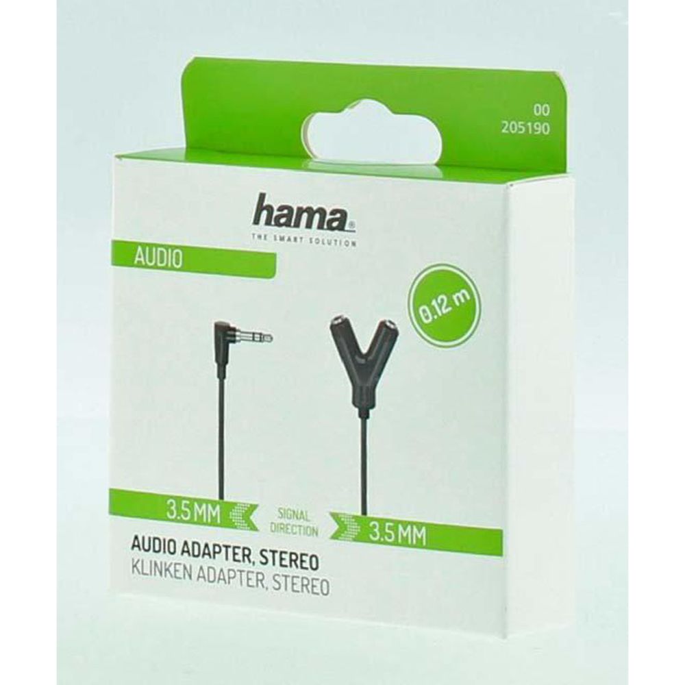 Hama Audioadapteri, 3,5 mm uros 90° - 2 x 3,5 mm naaras, 0,2 m