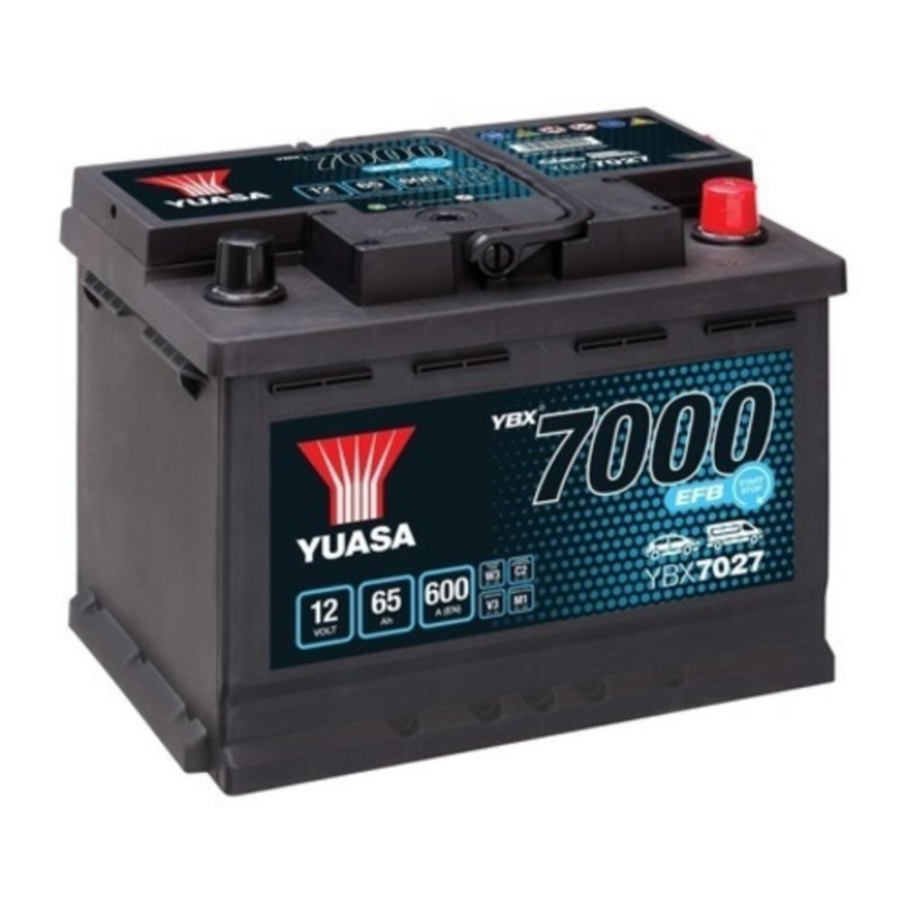 Yuasa YBX7027 65Ah / 600A EFB–batteri L242 x B175 x H190 -+