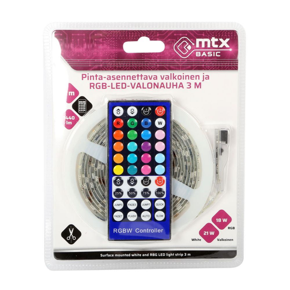 MTX Basic RGB+W LED-valonauha 300 lm 3 m IP65/IP20