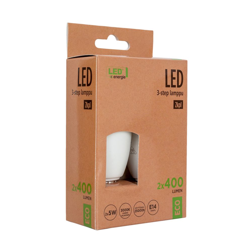 Led Energie LED kynttilälamppu 3-step C37/E14 5W 400lm 3000K 2kpl