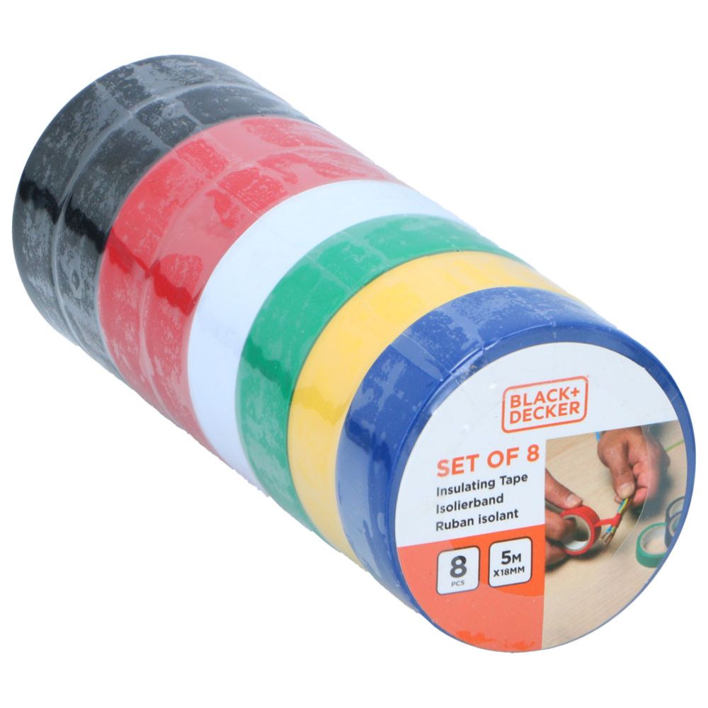 BLACK+DECKER elektriteip, 18 mm x 5 m, 8 tk