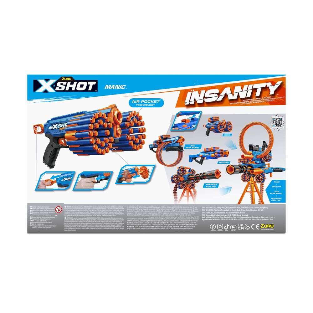 X-Shot Insanity Manic Blaster mängupüstol ja 24 noolt