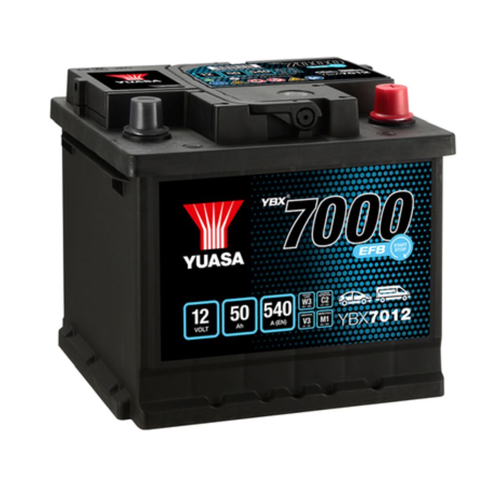 Yuasa YBX7012 50Ah / 540A EFB-akku P207 x L175 x K190 -+