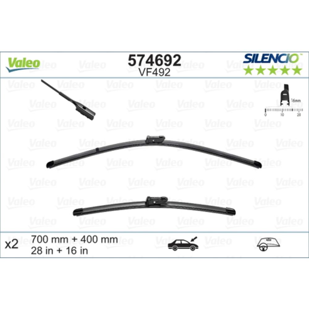 Valeo X-trm/AeroTwin VM492/VF492/A557S/441 pyyhkijänsulkapari 70 + 40 cm