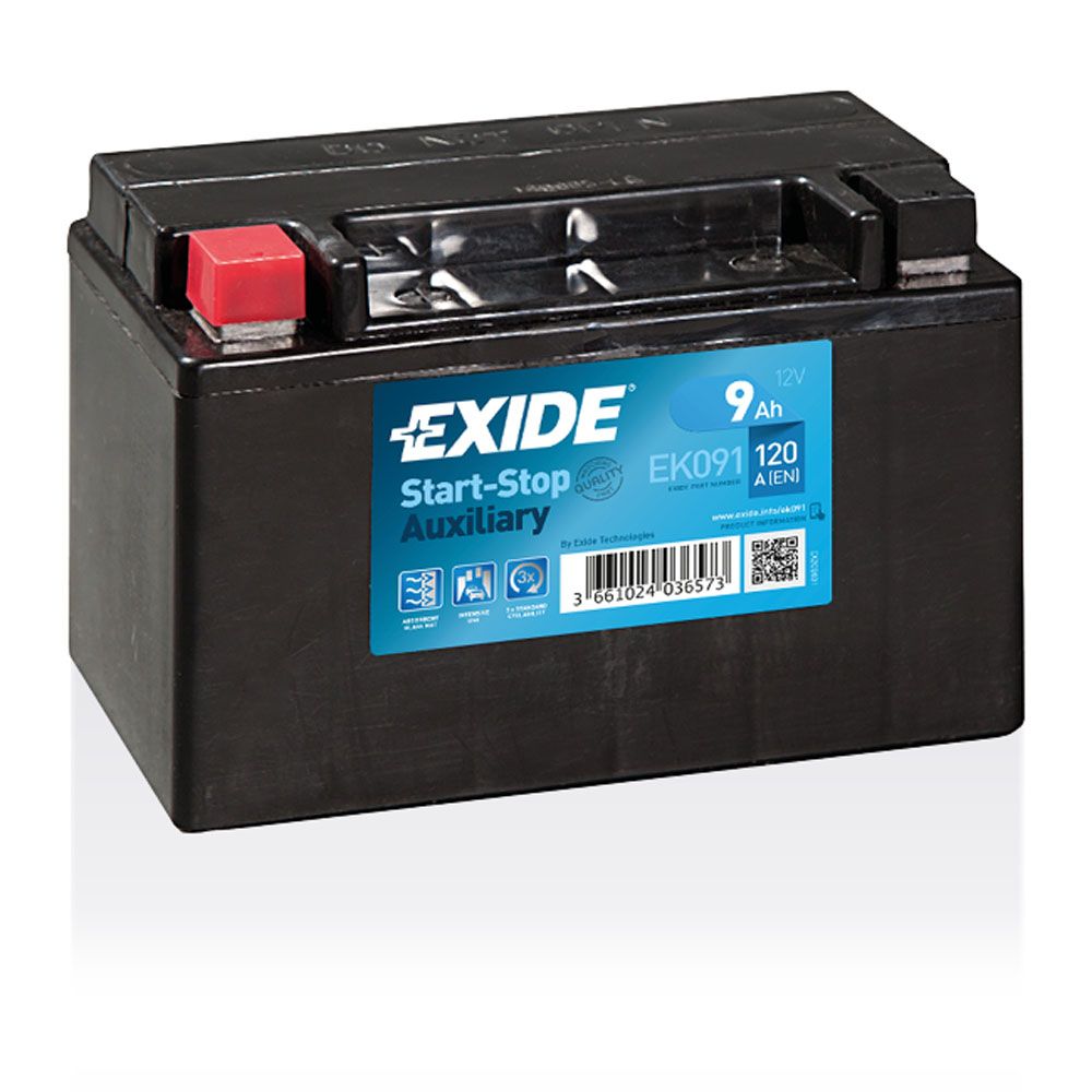 Exide EK091 9Ah/120A akku P150xL90xK105