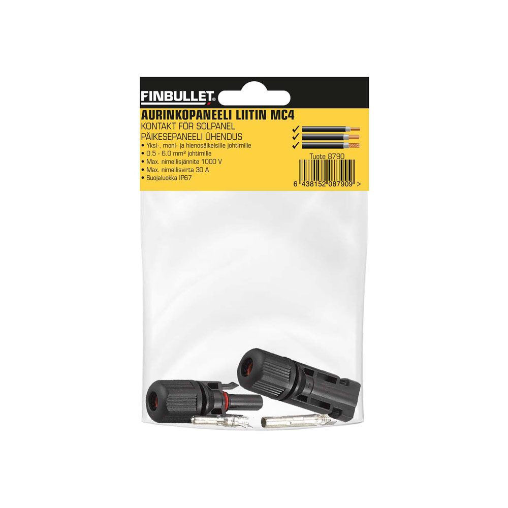 Finbullet MC4 solpanelskontakt 30 A 1000 V IP67