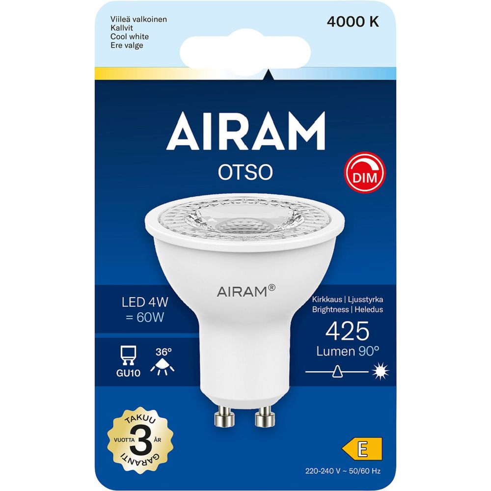 Airam LED-spotlight GU10 4 W 4000 K 425 lm dimbar