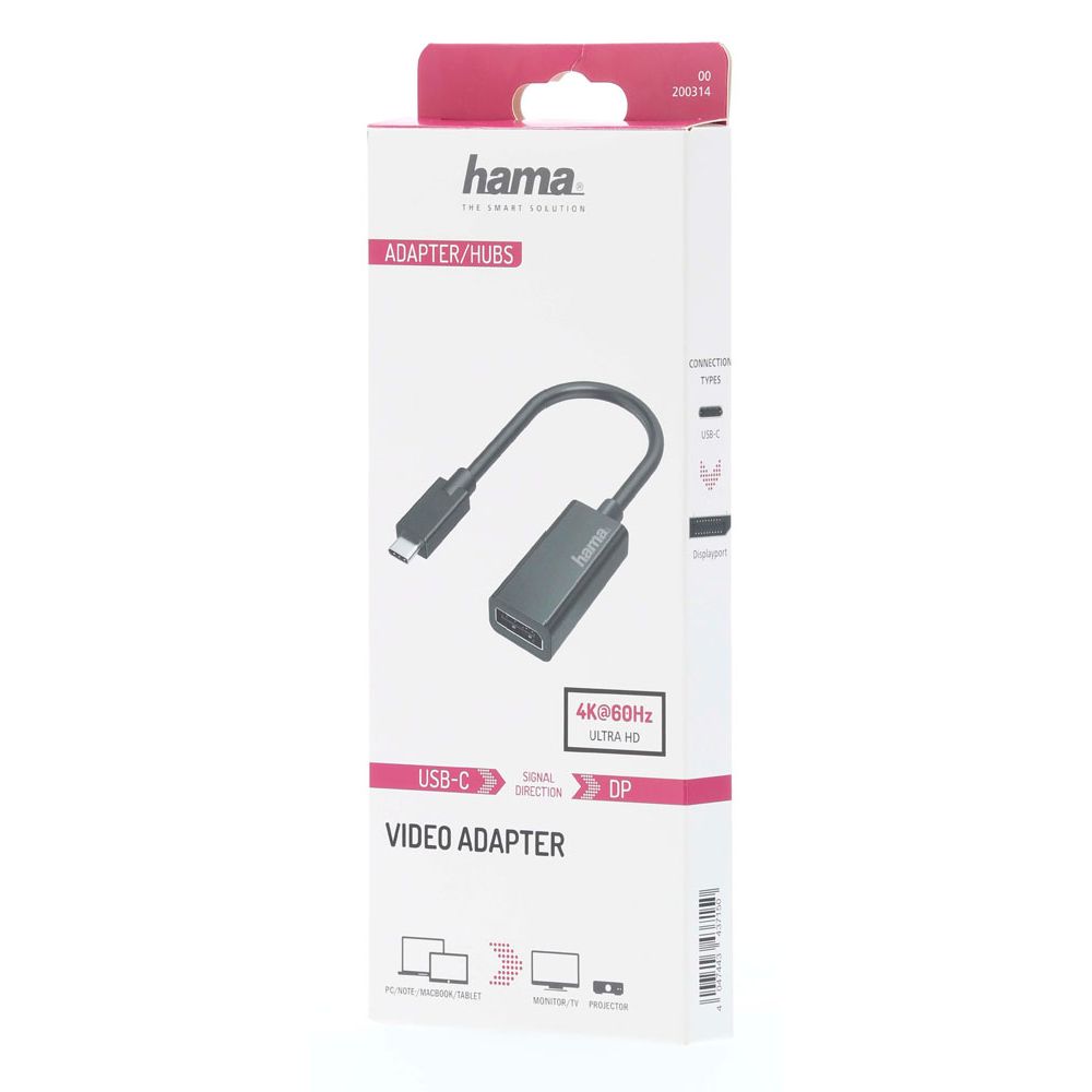 Hama videoadapter, USB-C hane – DisplayPort hona, 4K