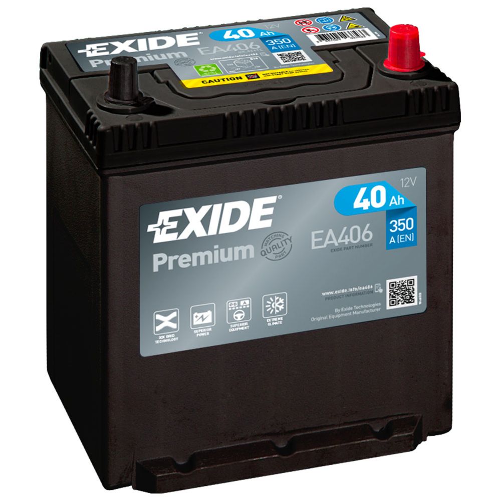 Exide EA406 40 Ah / 350 A aku, P187 x L136 x K220 -+