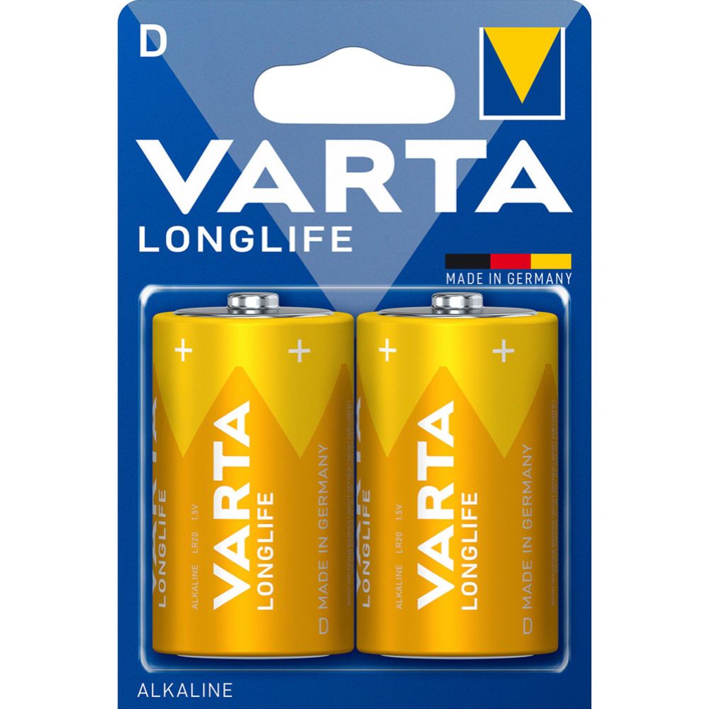 VARTA Longlife D-batteri, 2 st.