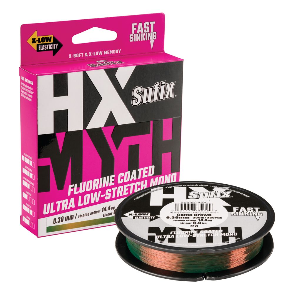Sufix HX-Myth nylonlina 150 m färg: Camo Brown