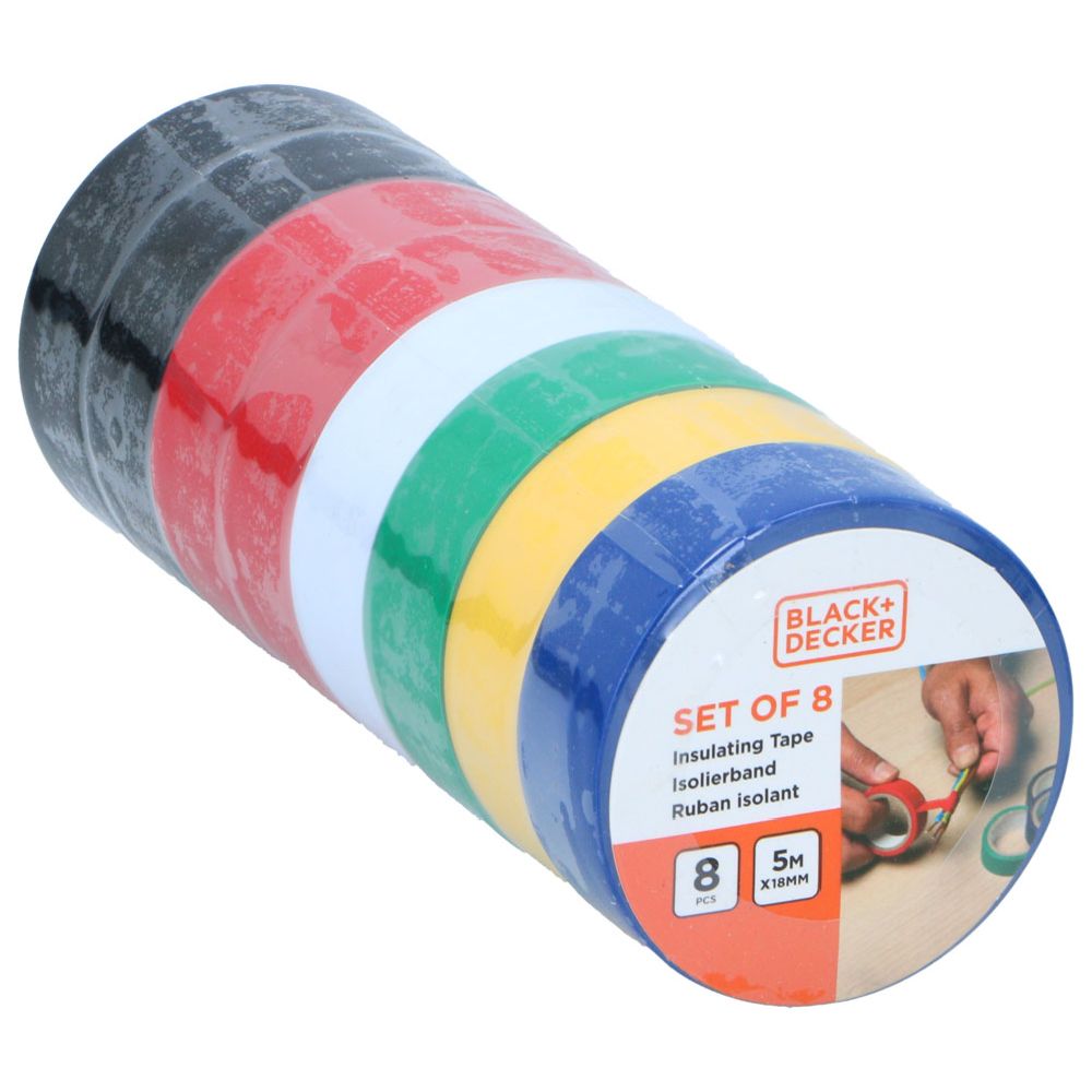 BLACK+DECKER sähköteippi 18 mm x 5 m 8 kpl