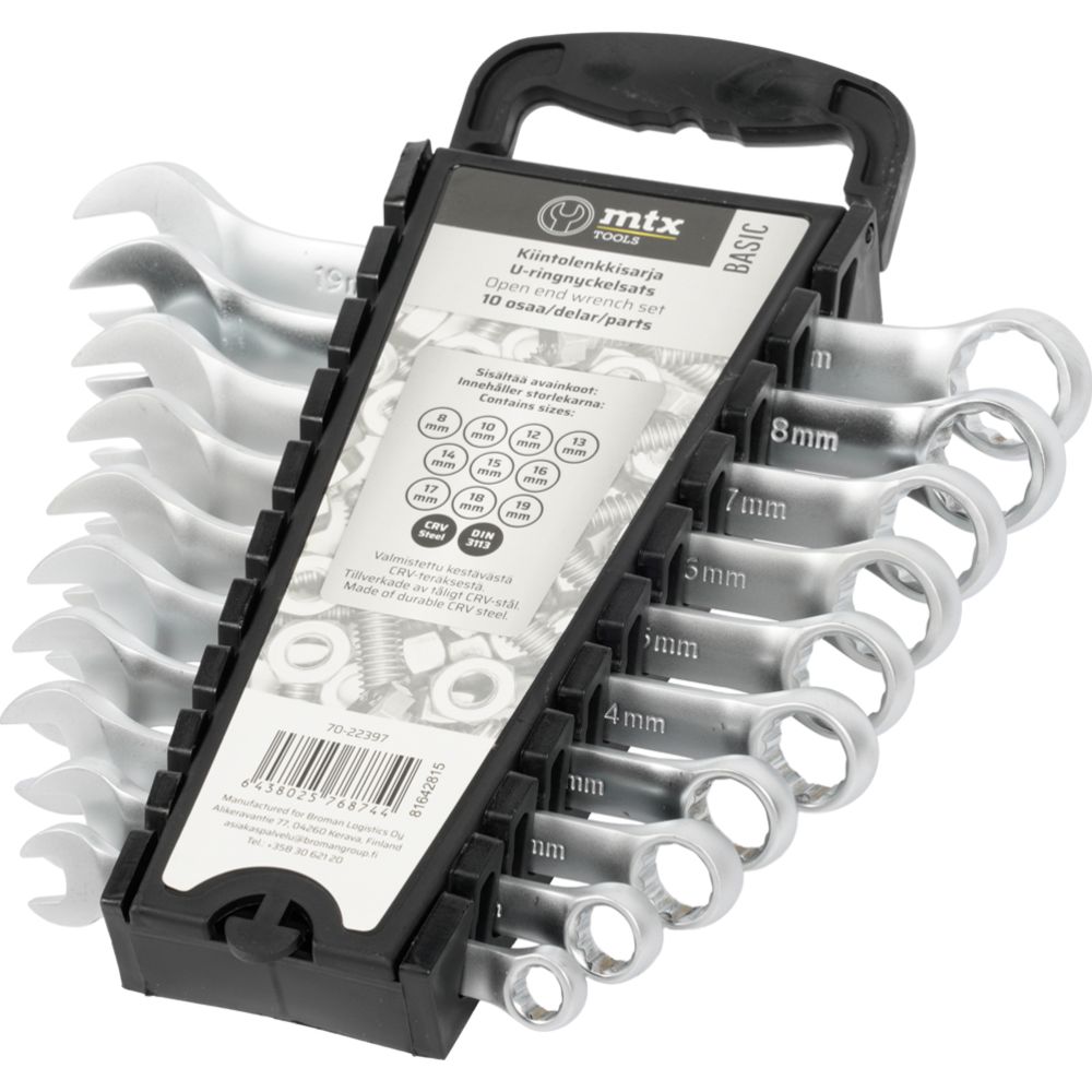MTX Tools Basic 10-osaline lehtsilmusvõtmete komplekt, 8-19 mm