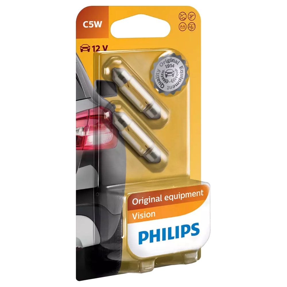 Philips SV8,5 spollampa festoon 36 mm 12V 5W C5W 2 st.