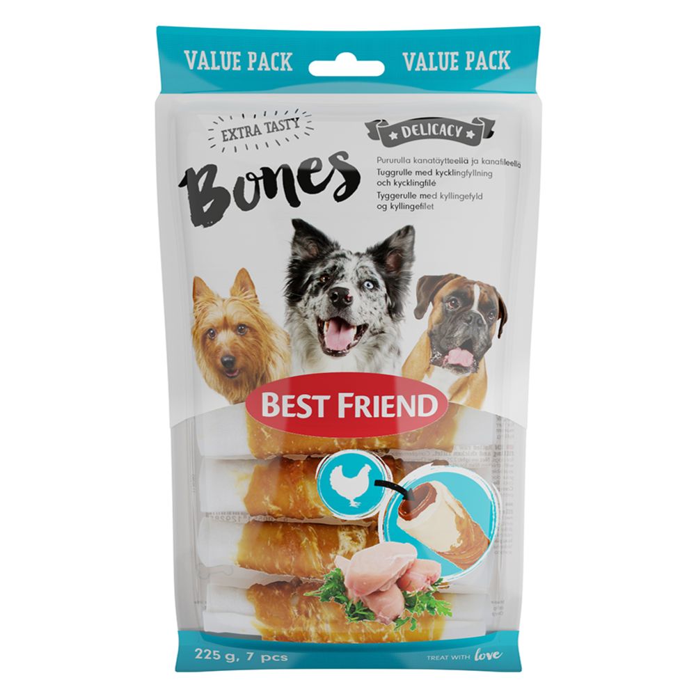 Best Friend bones pururulla kanatäytteellä ja kanafileellä 12 cm 7 kpl 225 g
