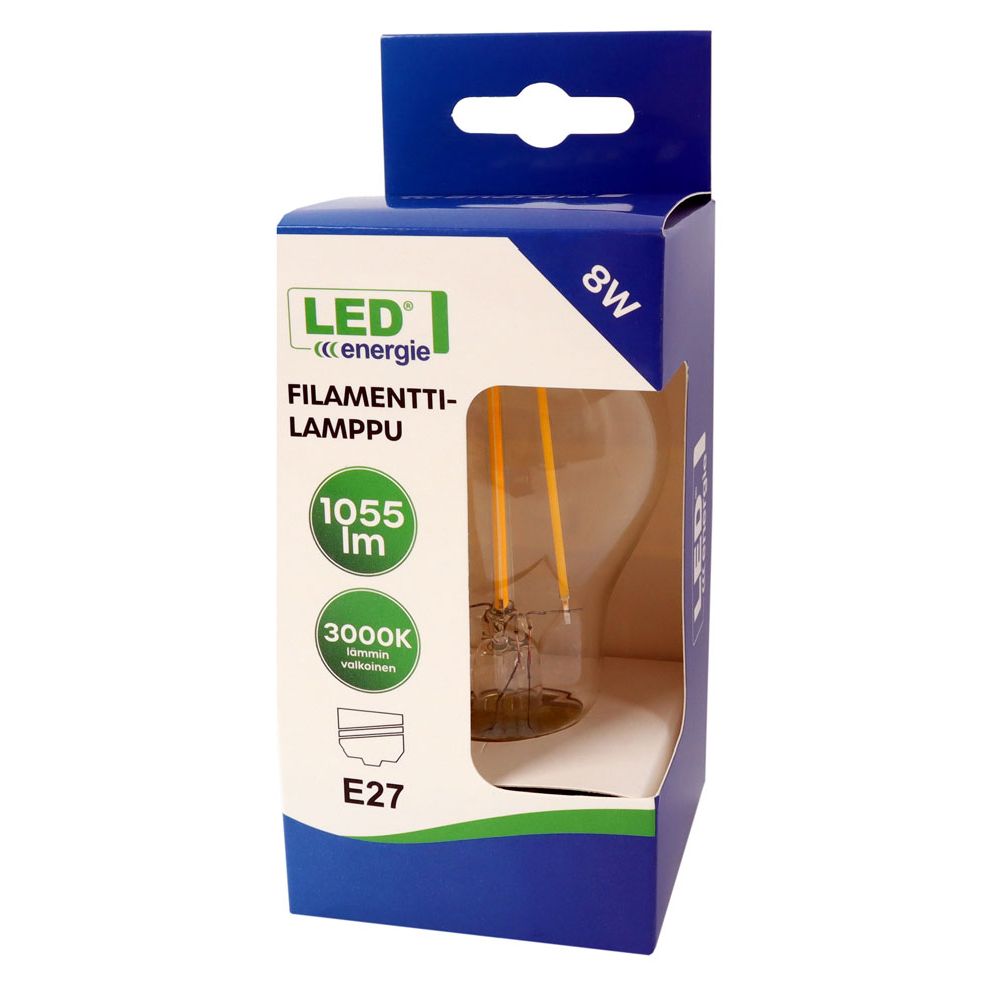 Energie LED-klotlampa filament E27 8 W 1055 lm 3000 K, klar
