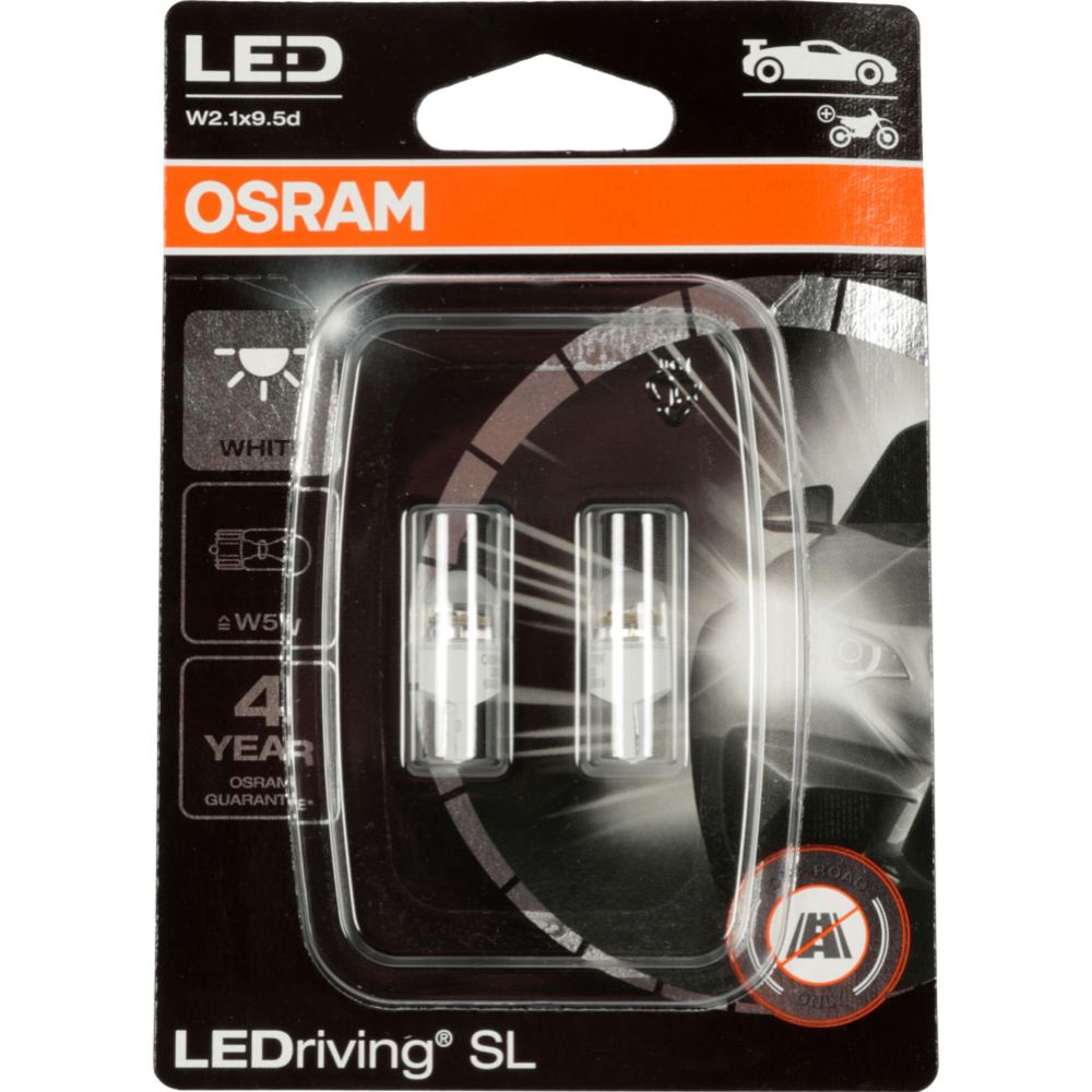 Osram LED-polttimopari 6000K 12V W5W T10