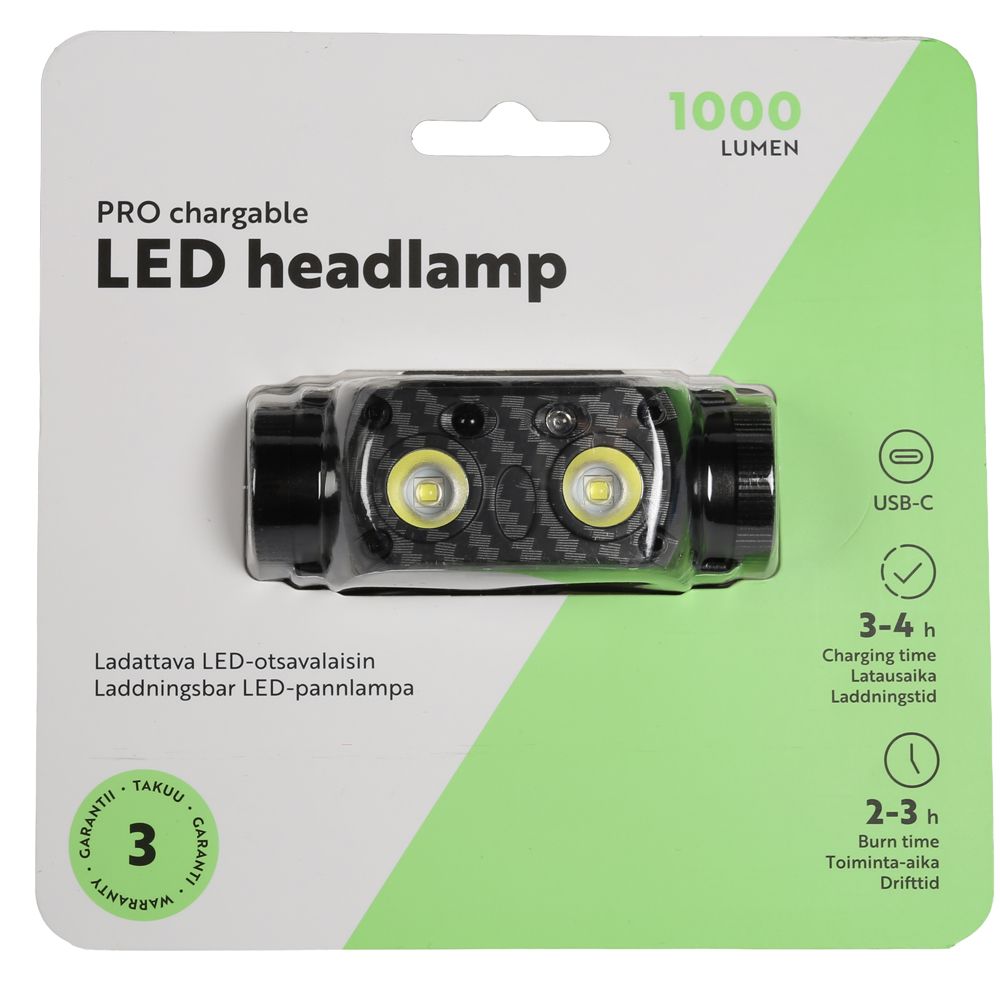 MTX PRO LED-otsavalaisin 1000 lm sensorilla ladattava