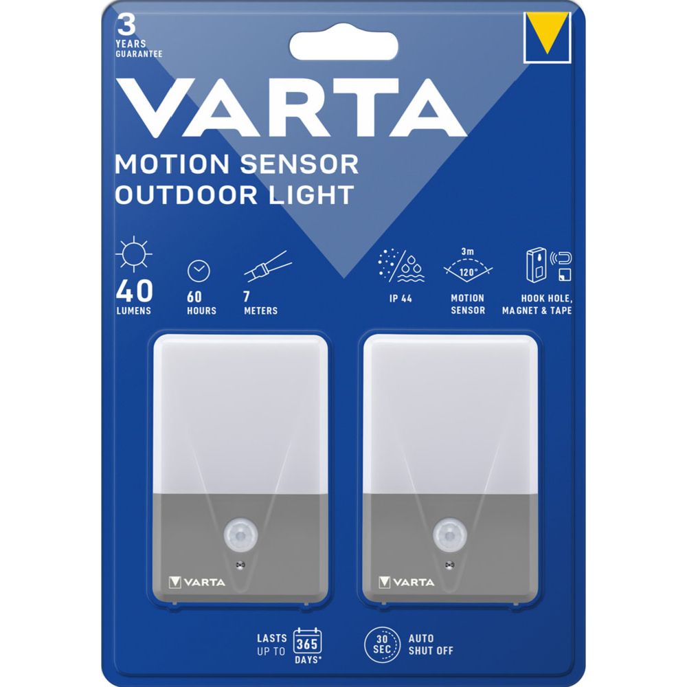 VARTA nattlampa med rörelsevakt utomhus IP44 2 st.