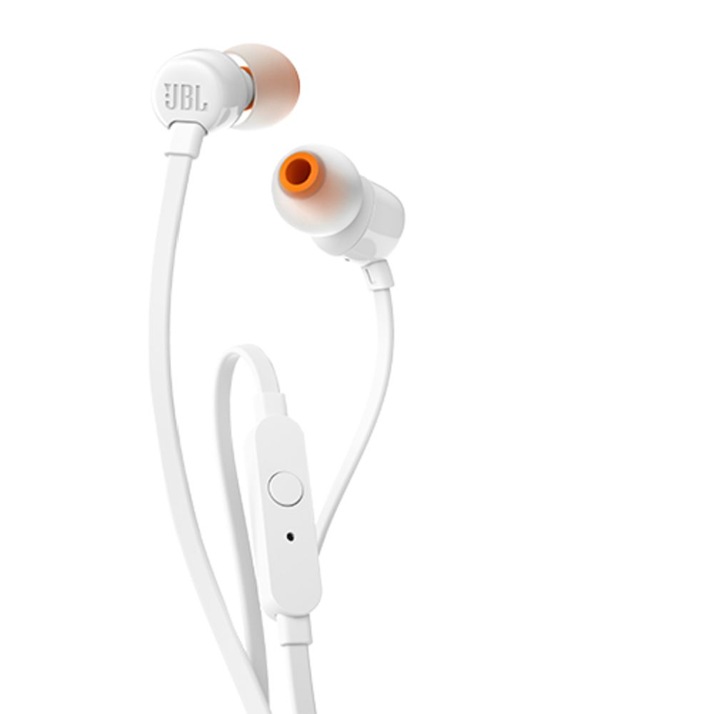 JBL T110 nappikuulokkeet mikrofonilla, valkoinen
