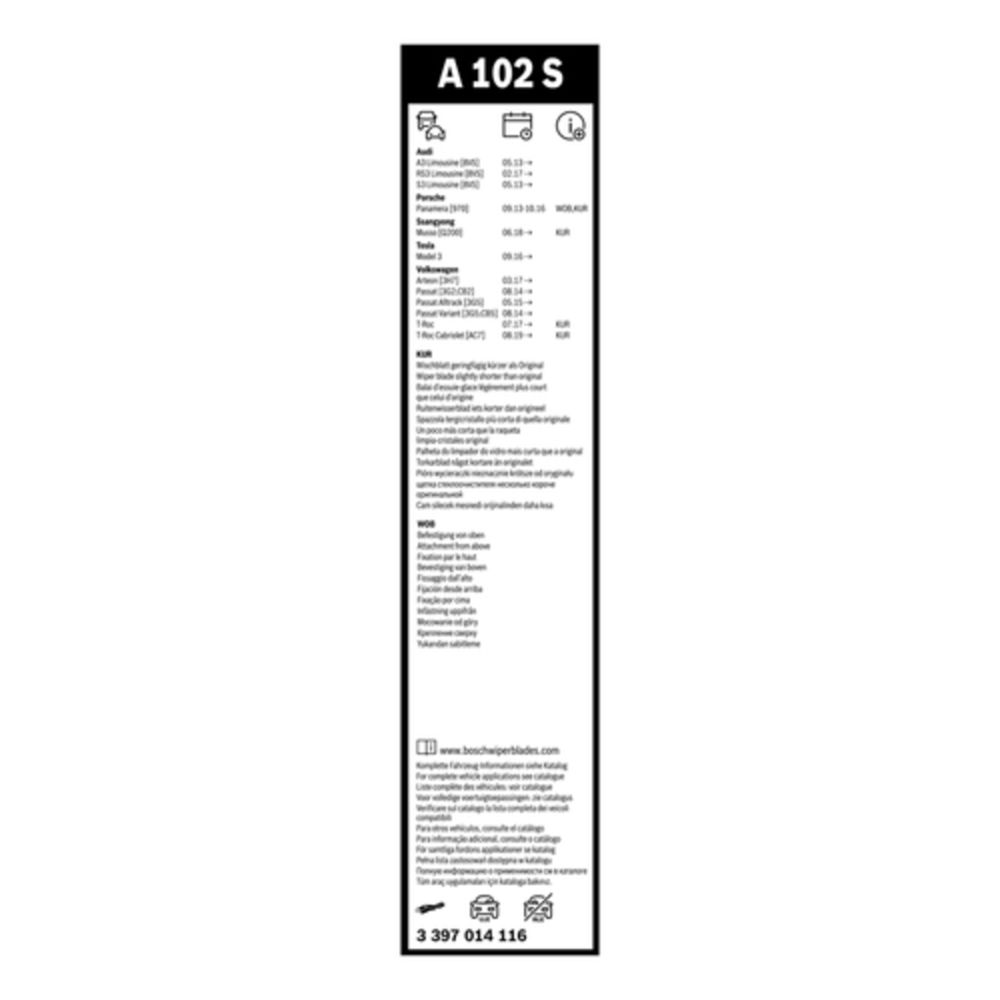 Bosch AeroTwin A102S pyyhkijänsulkasarja 65+48 cm