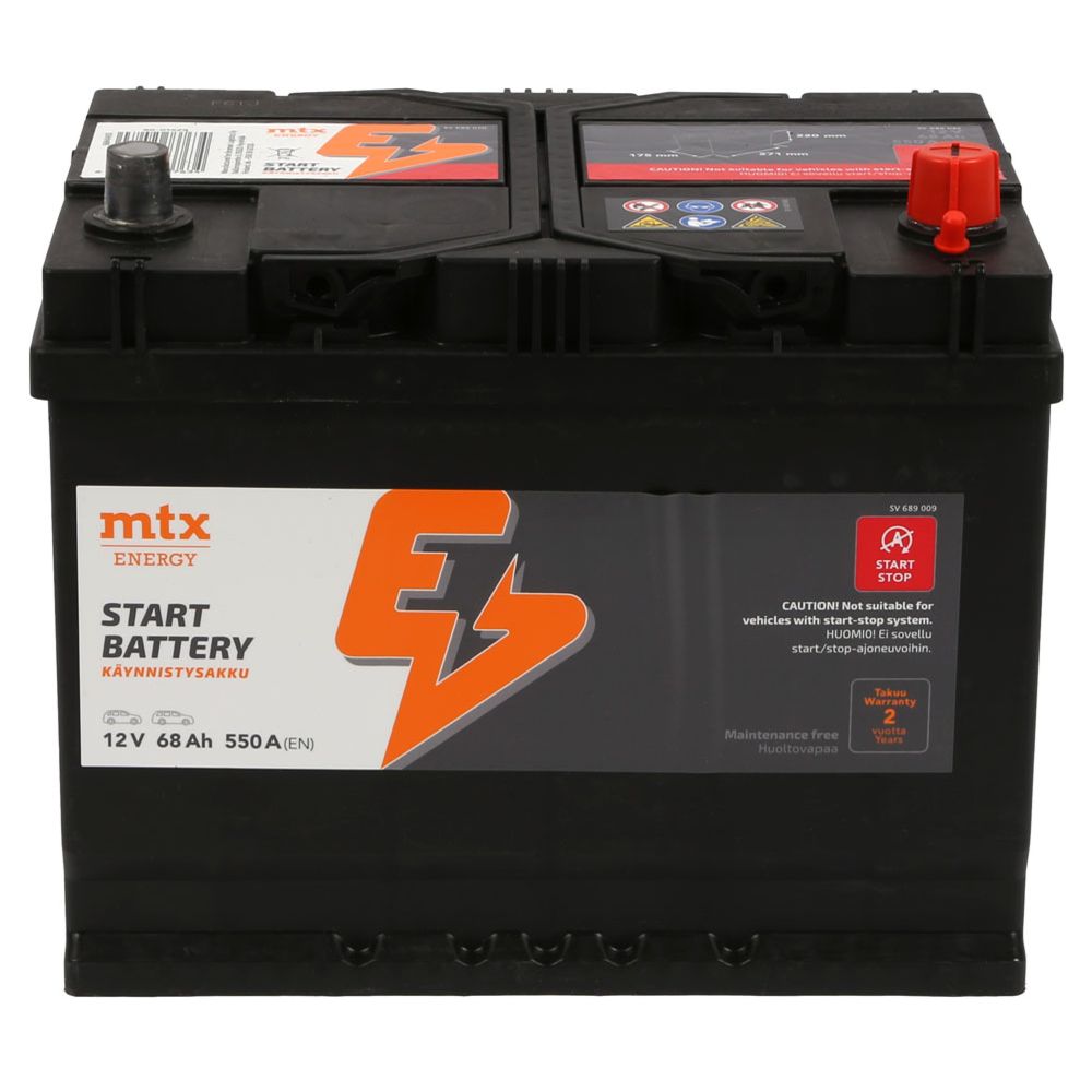 MTX Energy käivitusaku, 68 Ah / 550 A, P 261 x L 175 x K 220, -+