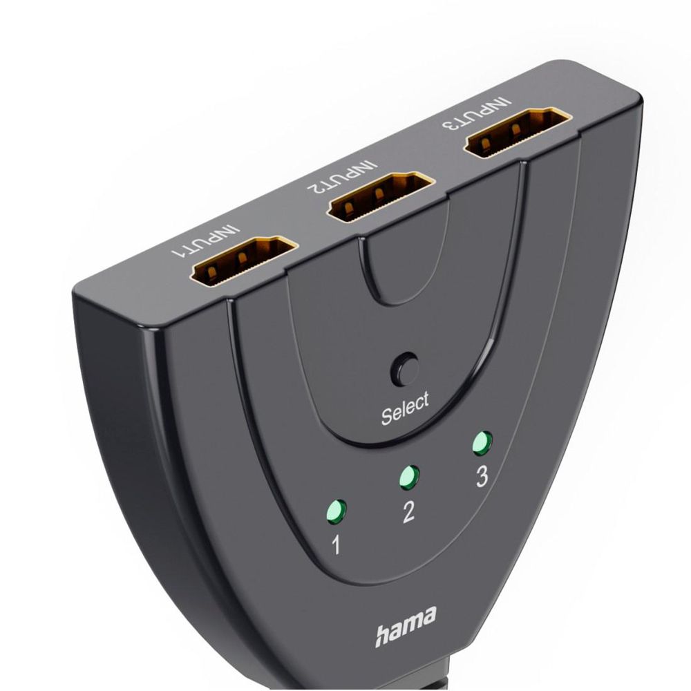 Hama HDMI-kytkin, HDMI uros (lähtö) - 3 x HDMI naaras (tulo), 4K
