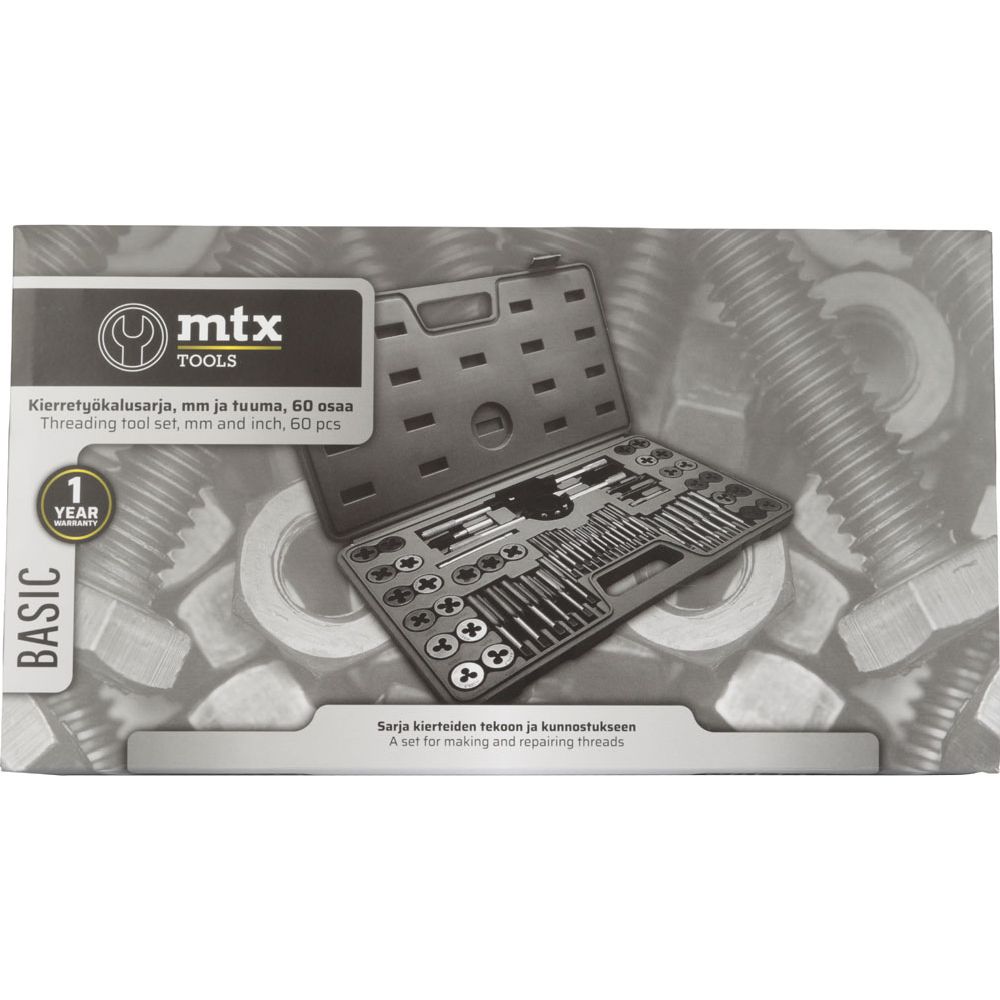 MTX Tools Basic gängverktygssats mm och tumstorlekar 60 delar