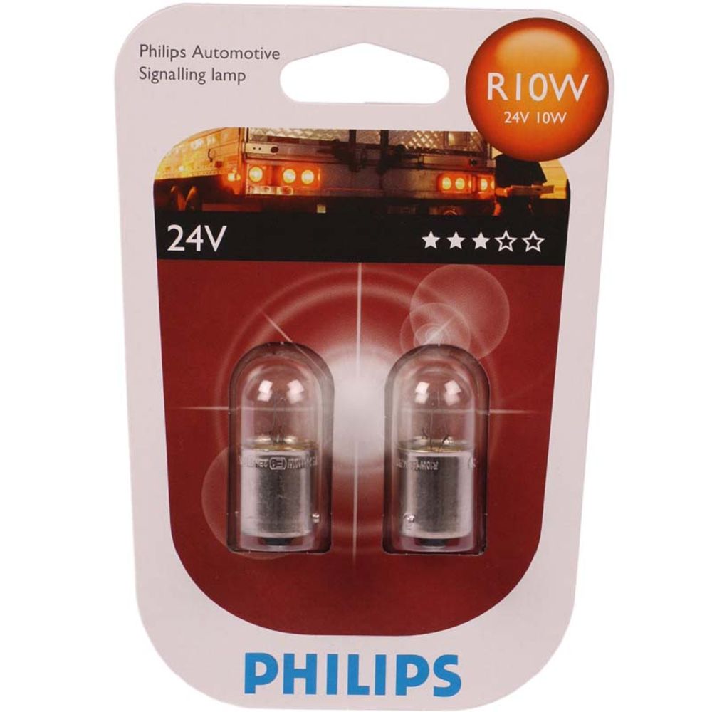 Philips BA15s metallsockellampa 24V 10W R10W 2 st.