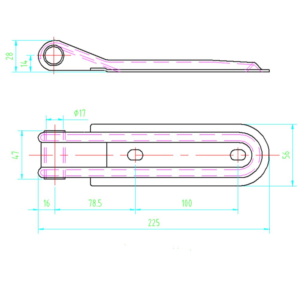 Perävaunun laidan sarana 220 mm