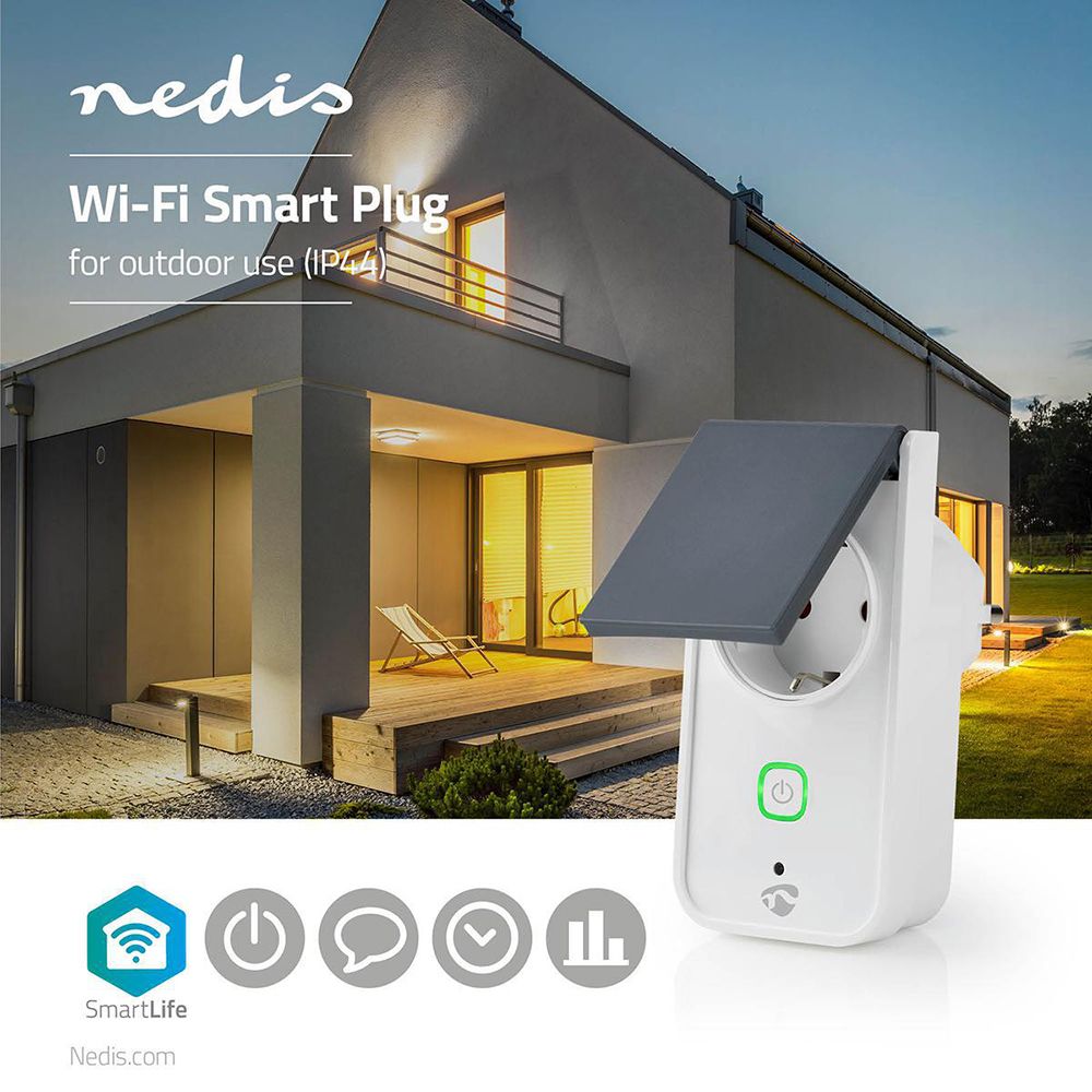 Nedis SmartLife älypistorasia IP44 energiankulutusmittarilla