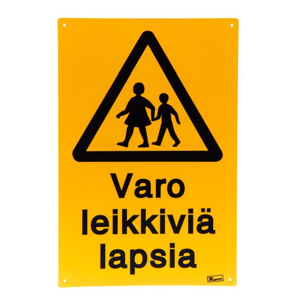 Varoituskyltti "Varo leikkiviä lapsia"